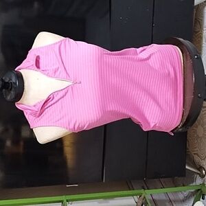 Womens athletic active Shirt top pink stripe GRANDSLAM XS Stretchy B79
